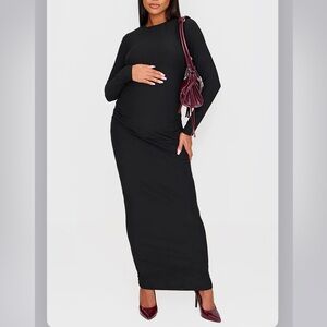 PrettyLittleThing Maternity Black Soft Touch Long Sleeve Maxi Dress